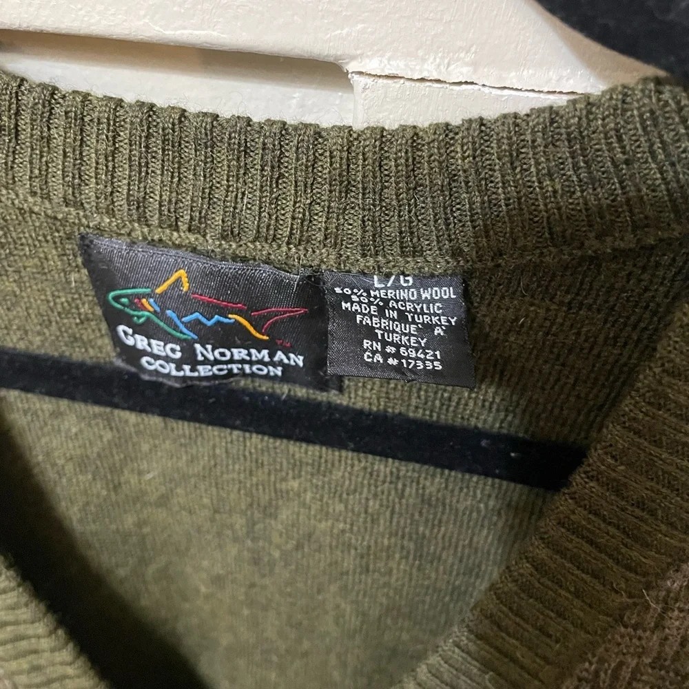 Greg Norman Collection Olive Green Men's Knit Cardigan Vest